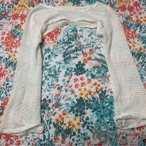 Women's See Through Cover Up Long Sleeve Crop Knit Top